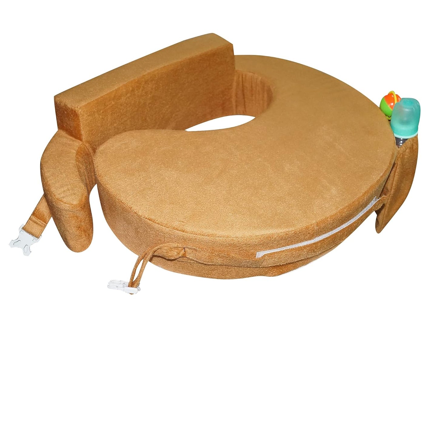 Nursing Pillow for Breastfeeding, Nursing and Posture Support with Pocket and Removable Slipcover - Gold