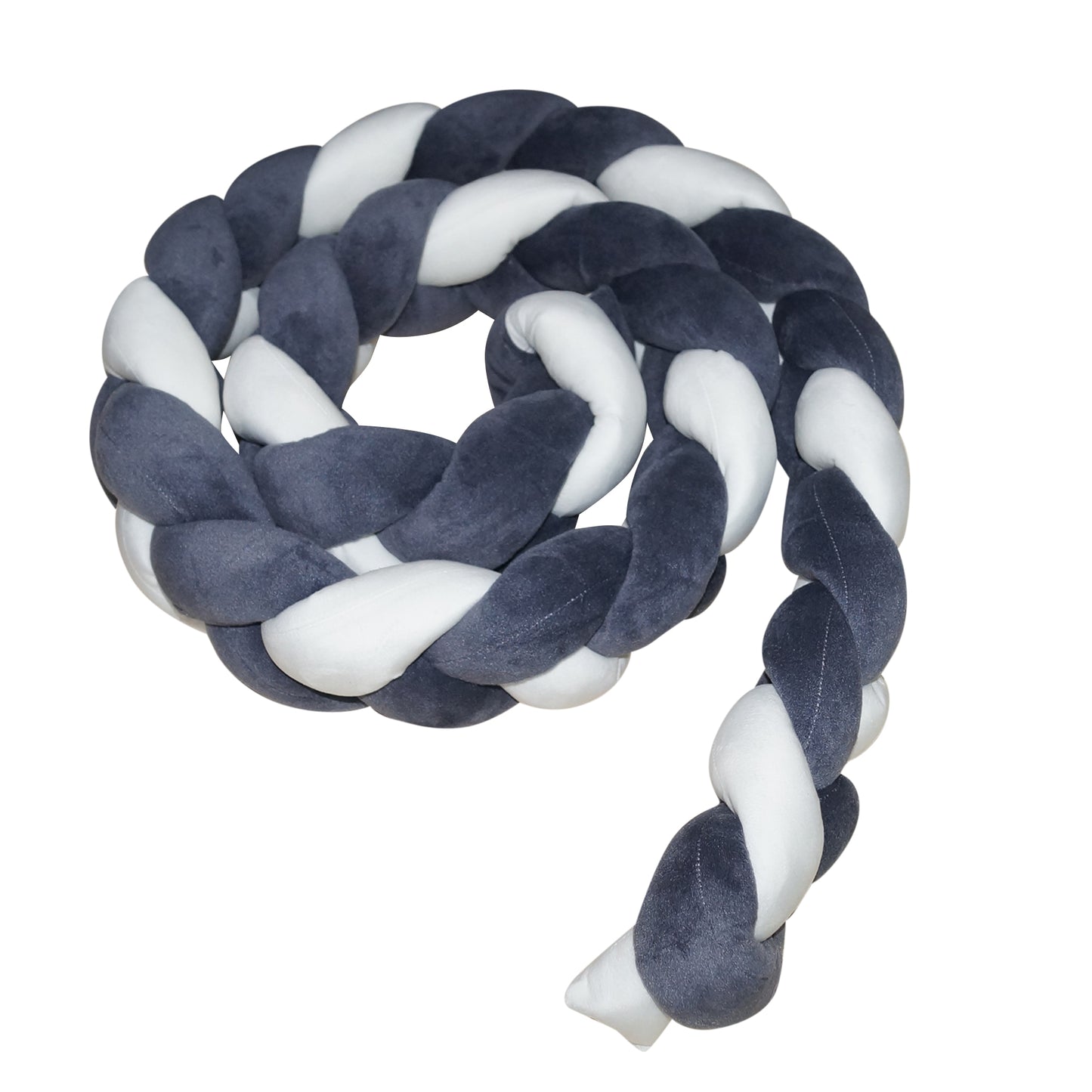 Braided Crib Bumper 220 cms, Knot cushion for baby bedding. Safe cot bumper for newborn. Color braided bumper. Crib Bumper, Decorative Pillow, Crib Bedding, Bumper Pad, Baby Bedding, (White & Charcoal)