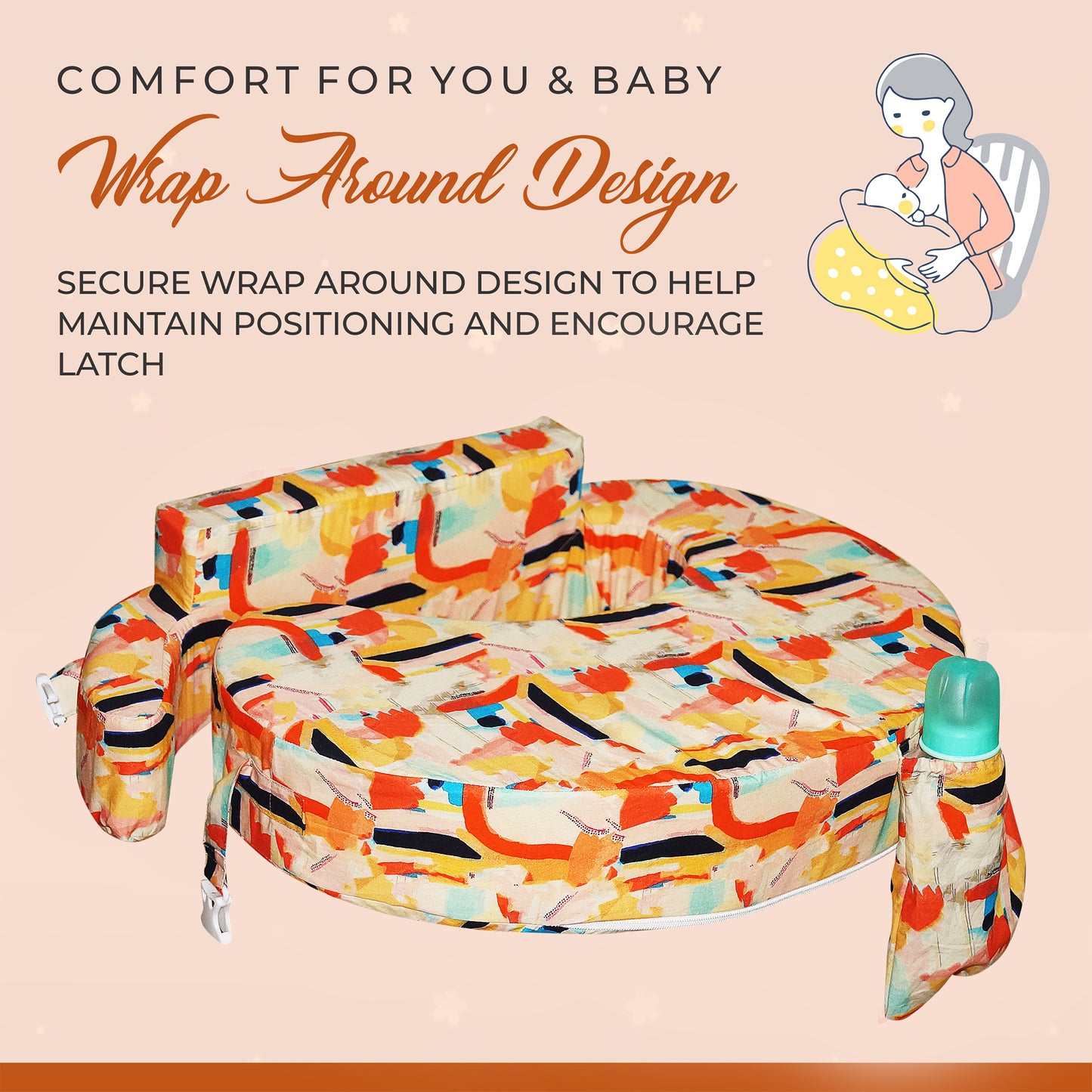 Nursing Pillow for Breastfeeding, Nursing and Posture Support with Pocket and Removable Slipcover - Ammie