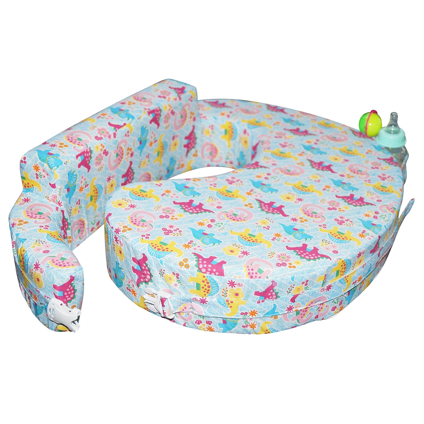 Nursing Pillow for Breastfeeding, Nursing and Posture Support with Pocket and Removable Slipcover - Dino