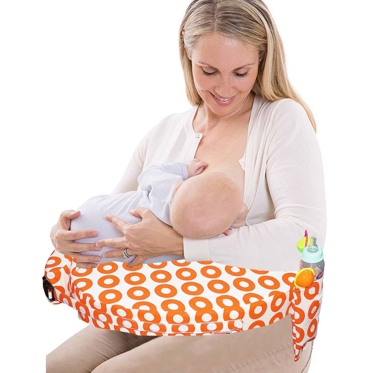 Nursing Pillow for Breastfeeding, Nursing and Posture Support with Pocket and Removable Slipcover – Orange Candy