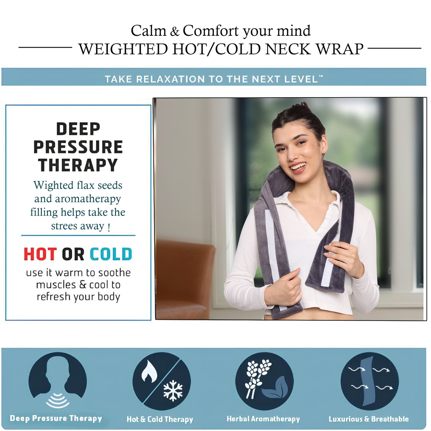 Microwavable Extra Large Heating Wrap for Menstrual, Lower Back, Waist, Stomach, and Shoulder – Moist Heat Therapy Pad for Instant Pain Relief in Case of Aches, Muscle Spasms, Slipped Discs, and Surgery Recovery - Charcoal