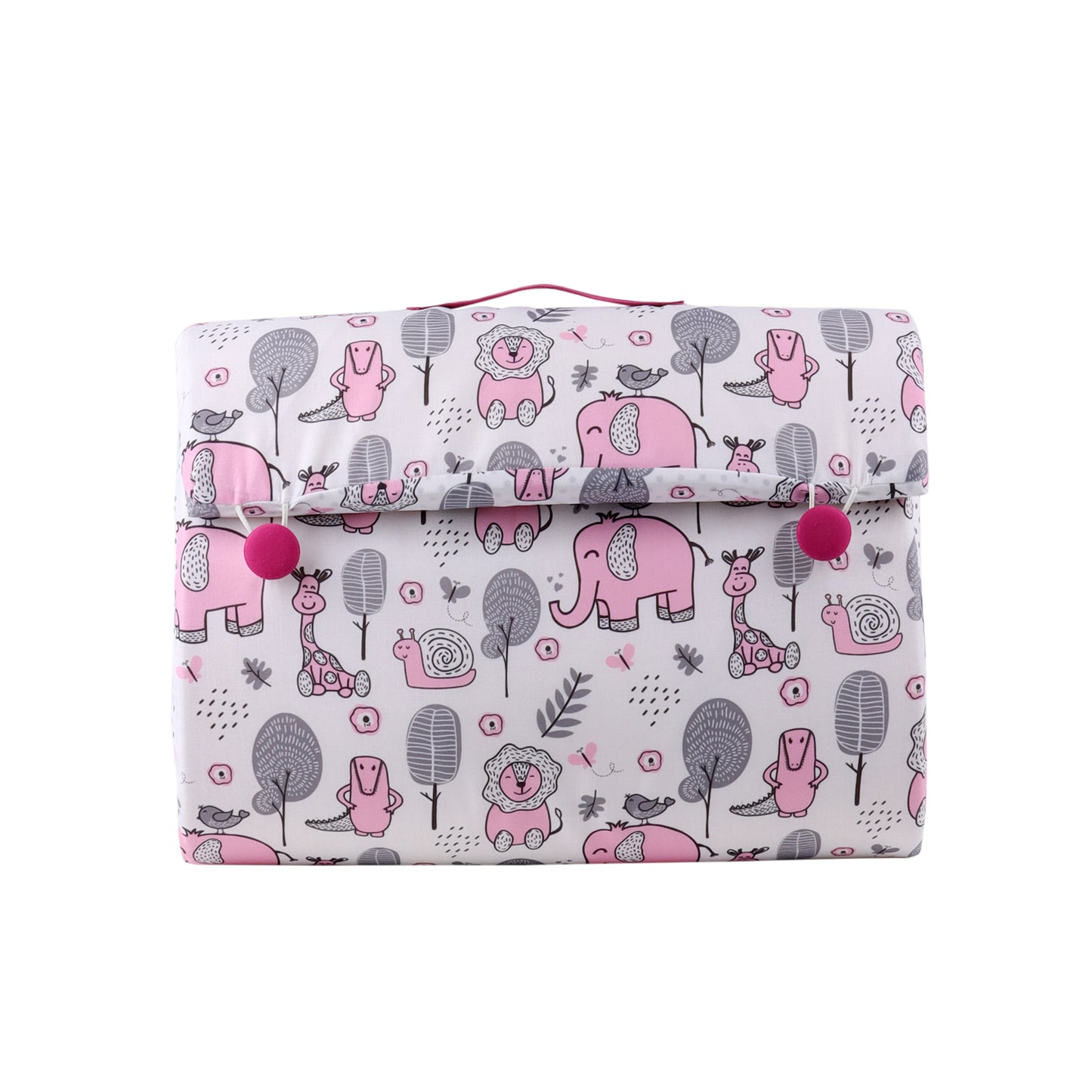Cotton Bed in A Bag /Portable Baby Bed with pillow, Travel Bedding Set, Travel Friendly Infant Sleeping Bedding Set, Baby Sleeping Nest. Sleeping Bag for Kids Style Pink Elephant