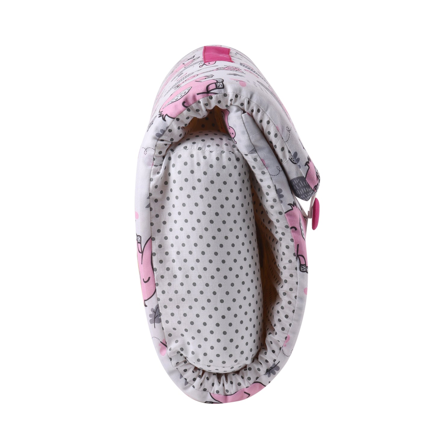 Cotton Bed in A Bag /Portable Baby Bed with pillow, Travel Bedding Set, Travel Friendly Infant Sleeping Bedding Set, Baby Sleeping Nest. Sleeping Bag for Kids Style Pink Elephant