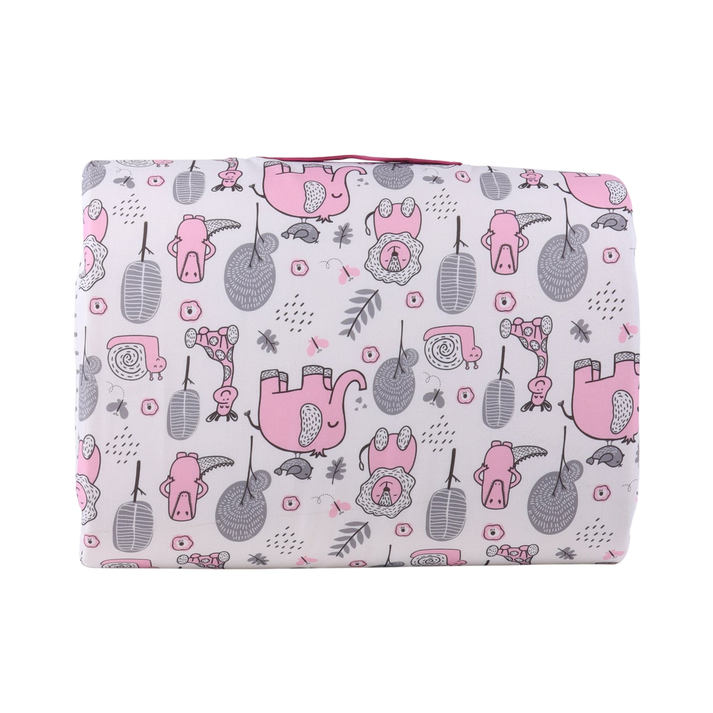 Cotton Bed in A Bag /Portable Baby Bed with pillow, Travel Bedding Set, Travel Friendly Infant Sleeping Bedding Set, Baby Sleeping Nest. Sleeping Bag for Kids Style Pink Elephant