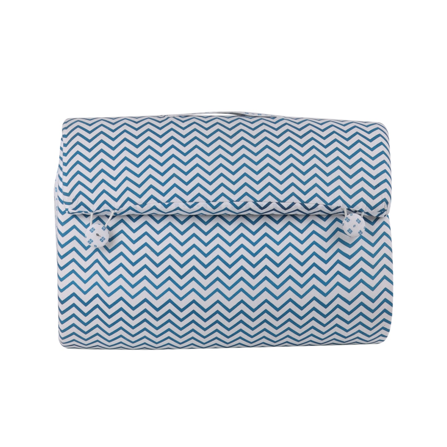 Cotton Bed in A Bag /Portable Baby Bed with pillow, Travel Bedding Set, Travel Friendly Infant Sleeping Bedding Set, Baby Sleeping Nest. Sleeping Bag for Kids Style Chevron Blue