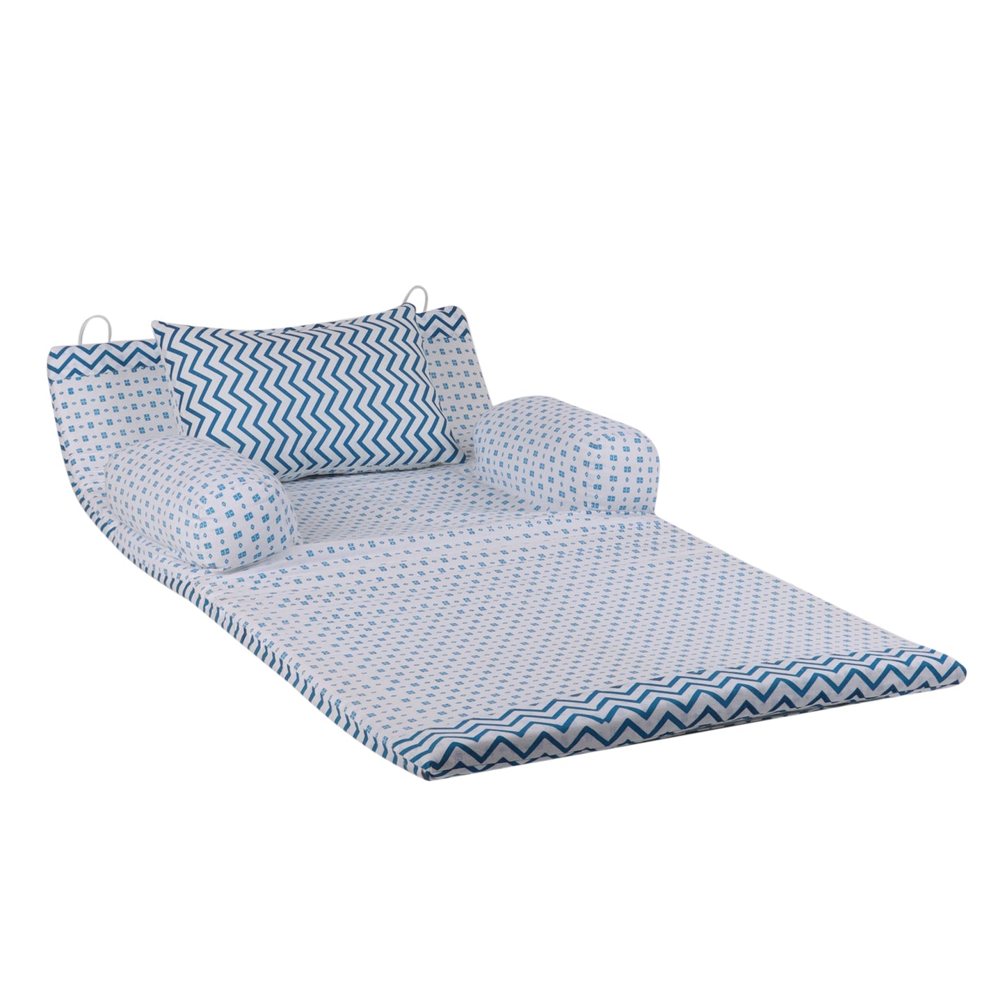Cotton Bed in A Bag /Portable Baby Bed with pillow, Travel Bedding Set, Travel Friendly Infant Sleeping Bedding Set, Baby Sleeping Nest. Sleeping Bag for Kids Style Chevron Blue