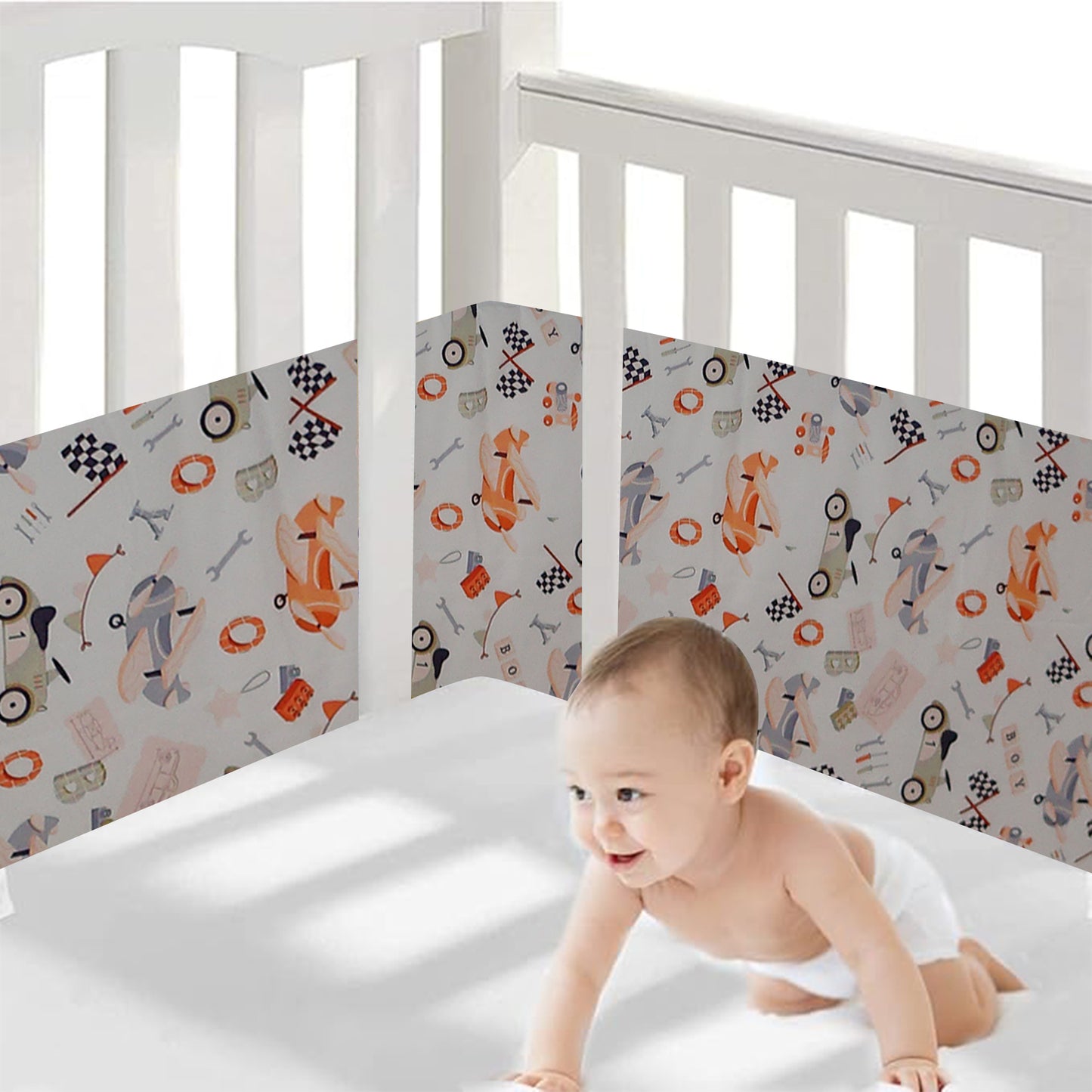 Baby Bed Bumper Rider | Crib Bumper | Bed Rail for Padded Protection on Sides. Breathable & Hypoallergenic– 25 x 360 cms (11.8 Ft length)