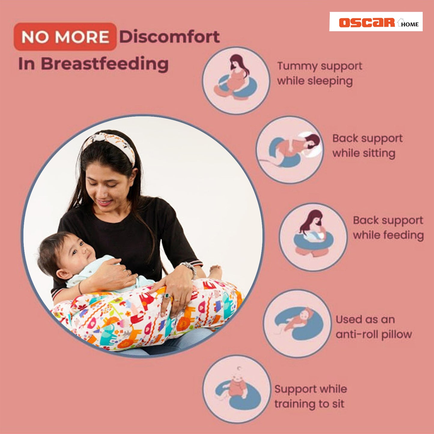 Nursing Pillow for Breastfeeding Baby, Multifunctional Breast Feeding Pillow, Cotton Removable Pillowcase, Style Giraffe
