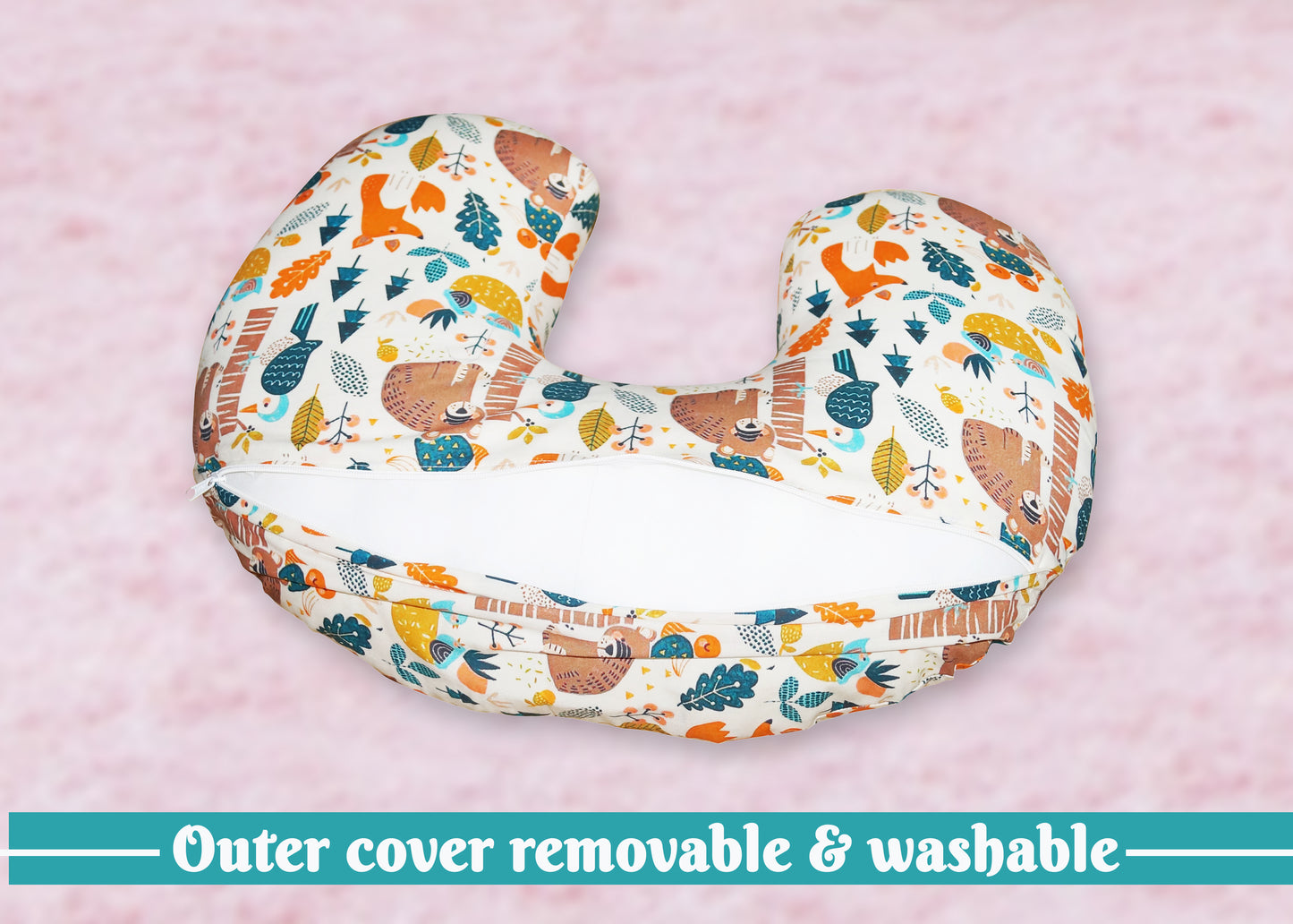Nursing Pillow for Breastfeeding Baby, Multifunctional Breast Feeding Pillow with header, Cotton Removable Pillowcase, Style Pandora