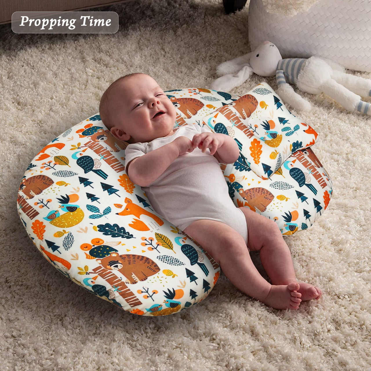 Nursing Pillow for Breastfeeding Baby, Multifunctional Breast Feeding Pillow with header, Cotton Removable Pillowcase, Style Pandora