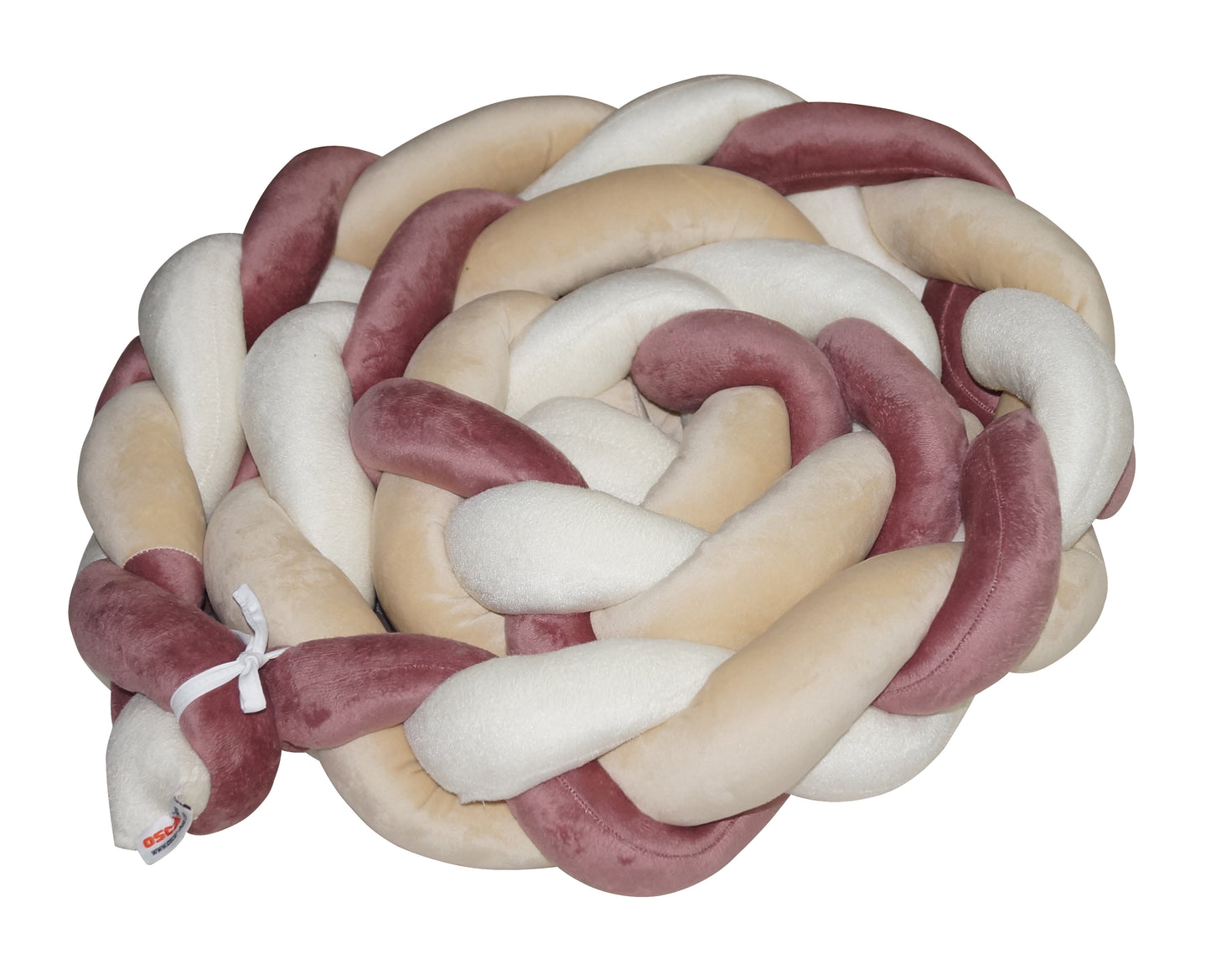 Braided Crib Bumper 220 cms, Knot cushion for baby bedding. Safe cot bumper for newborn. Color braided bumper. Crib Bumper, Decorative Pillow, Crib Bedding, Bumper Pad, Baby Bedding, (Cream & Gold)