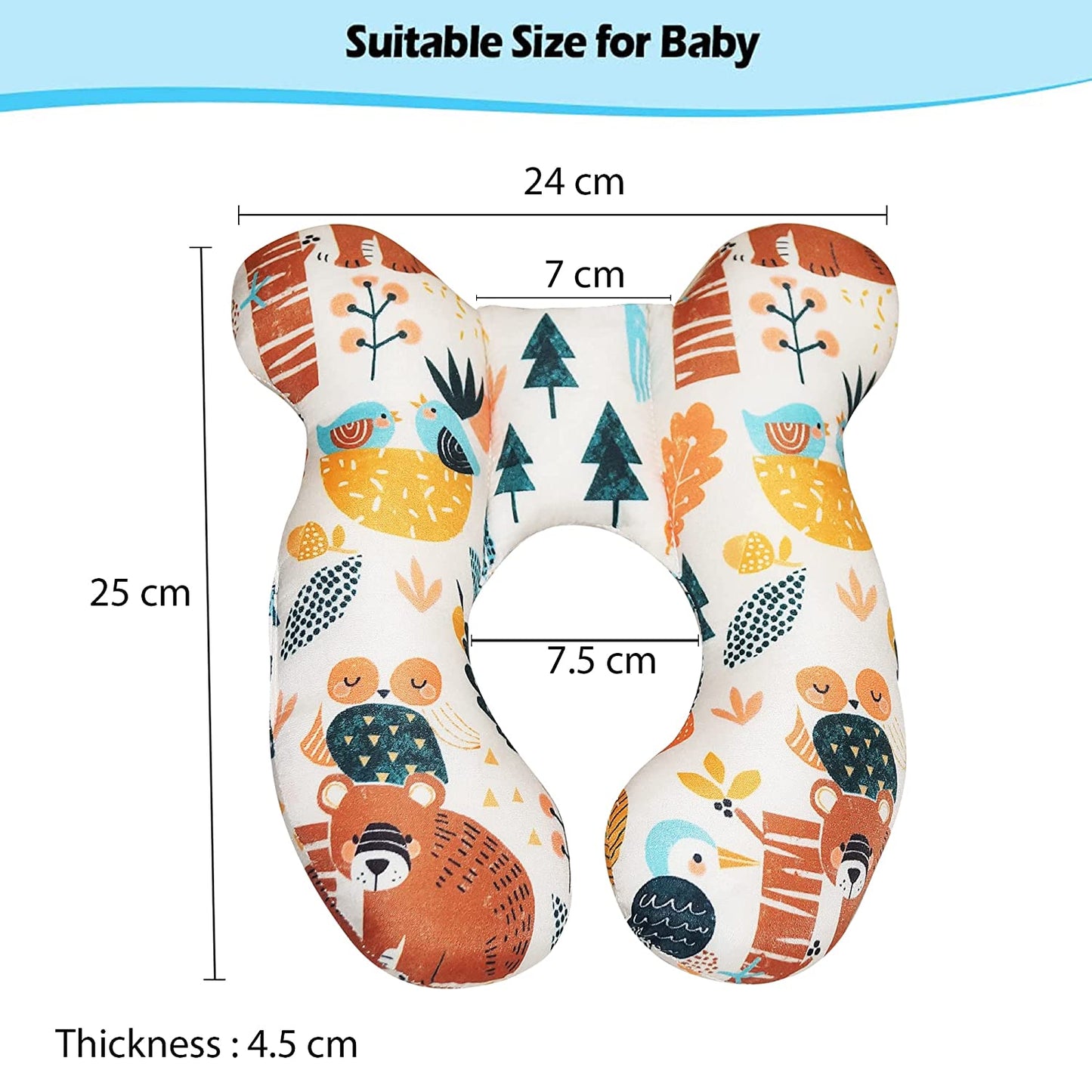 Baby Neck Pillows, Comfortable Baby Travel Head Neck Support Pillow for Car Seat Stroller Pushchair, Soft PP Cotton Travel Pillow for 0-1 Year Old Toddler Infant Newborn Pandora