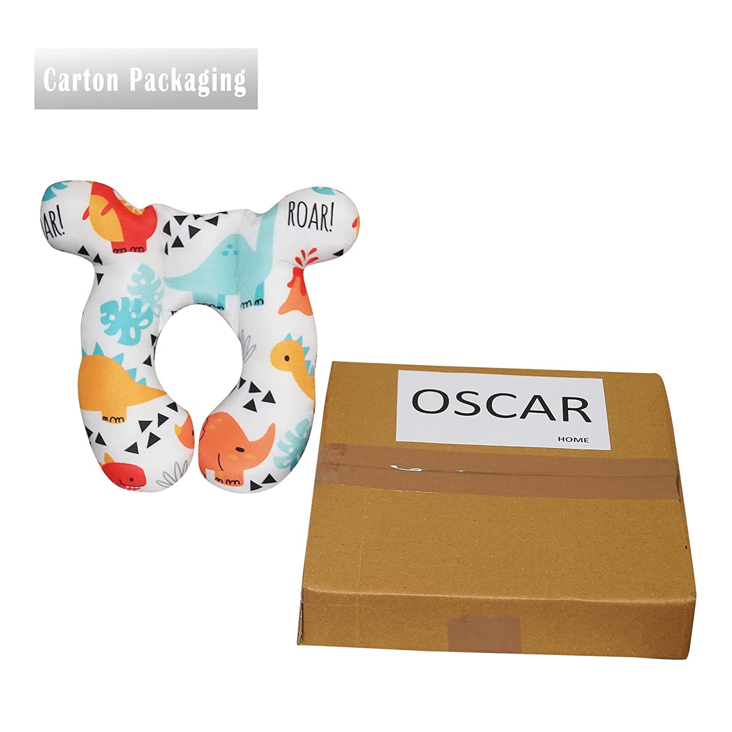 Baby Neck Pillows, Comfortable Baby Travel Head Neck Support Pillow for Car Seat Stroller Pushchair, Soft PP Cotton Travel Pillow for 0-1 Year Old Toddler Infant Newborn Style Roar