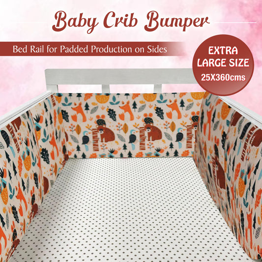 Baby Bed Bumper Pandora | Crib Bumper | Bed Rail for Padded Protection on Sides. Breathable & Hypoallergenic– 25 x 360 cms (11.8 Ft length)