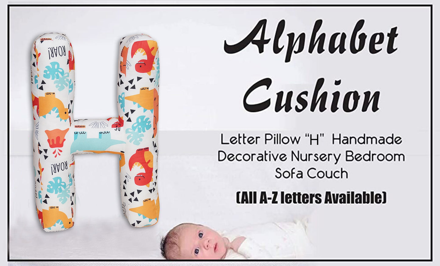 Alphabet Cushion H | Letter Pillow H | Handmade decorative Nursery BedroomSofa Couch | Letter Shape | Personalized Initial | | Wedding Birthday Gift