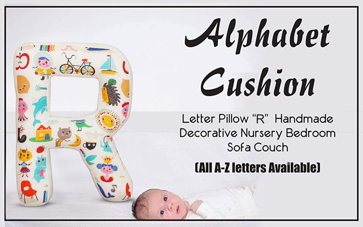 Alphabet Cushion R | Letter Pillow R | Handmade decorative Nursery BedroomSofa Couch | Letter Shape | Personalized Initial | | Wedding Birthday Gift