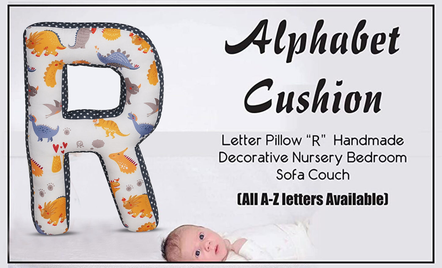 Alphabet Cushion R | Letter Pillow R | Handmade decorative Nursery BedroomSofa Couch | Letter Shape | Personalized Initial | | Wedding Birthday Gift