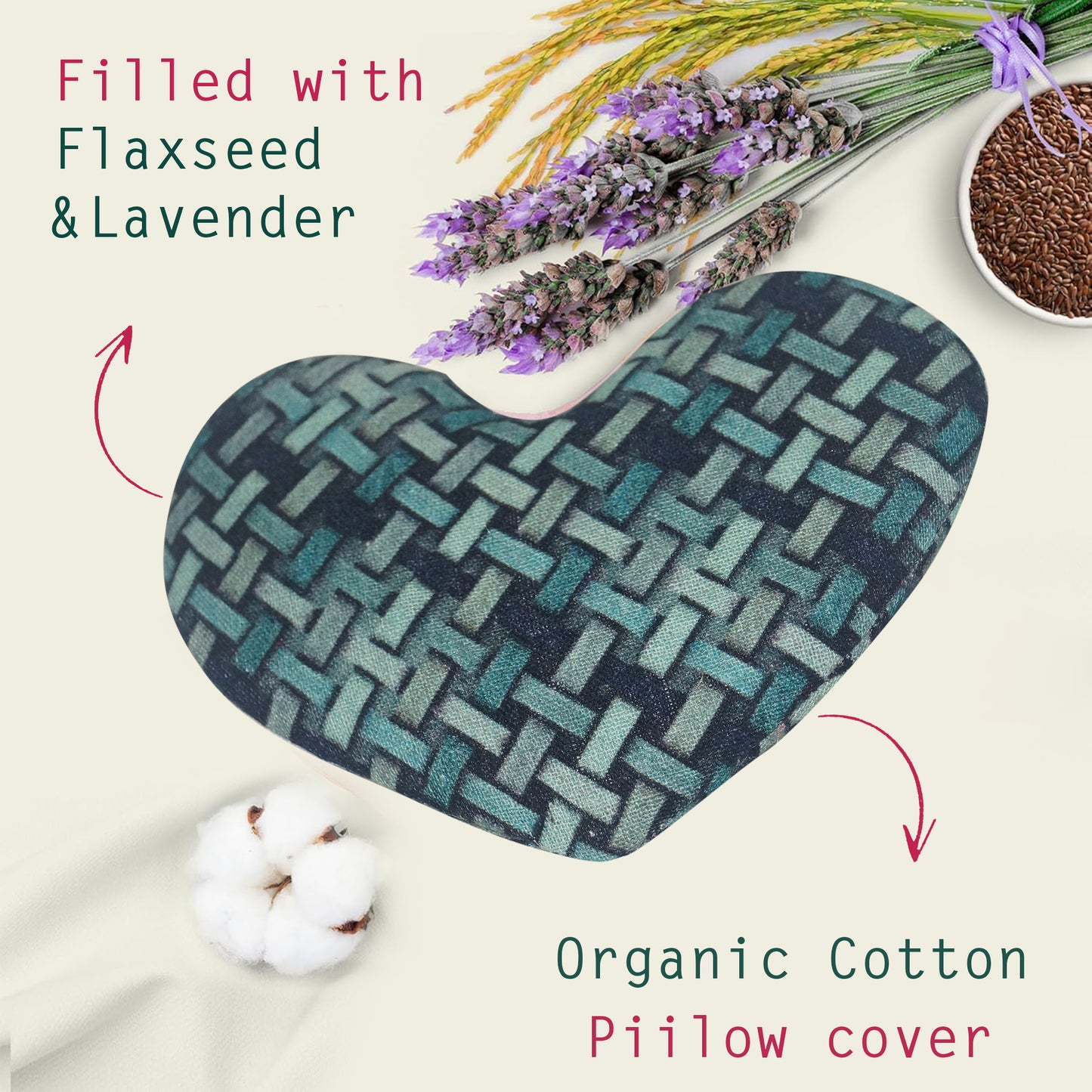 Heading: Oscar home Heart Shaped Weighted Eye Mask for Sleeping & Migraine - Eye Pillow, Lavender Eye Pillow Weighted Lavender Eye Mask, Meditation Eye Pillows for Yoga & Relaxation. Weighted for Love & Relaxation, Hot/Cold Compress (Design Scale)