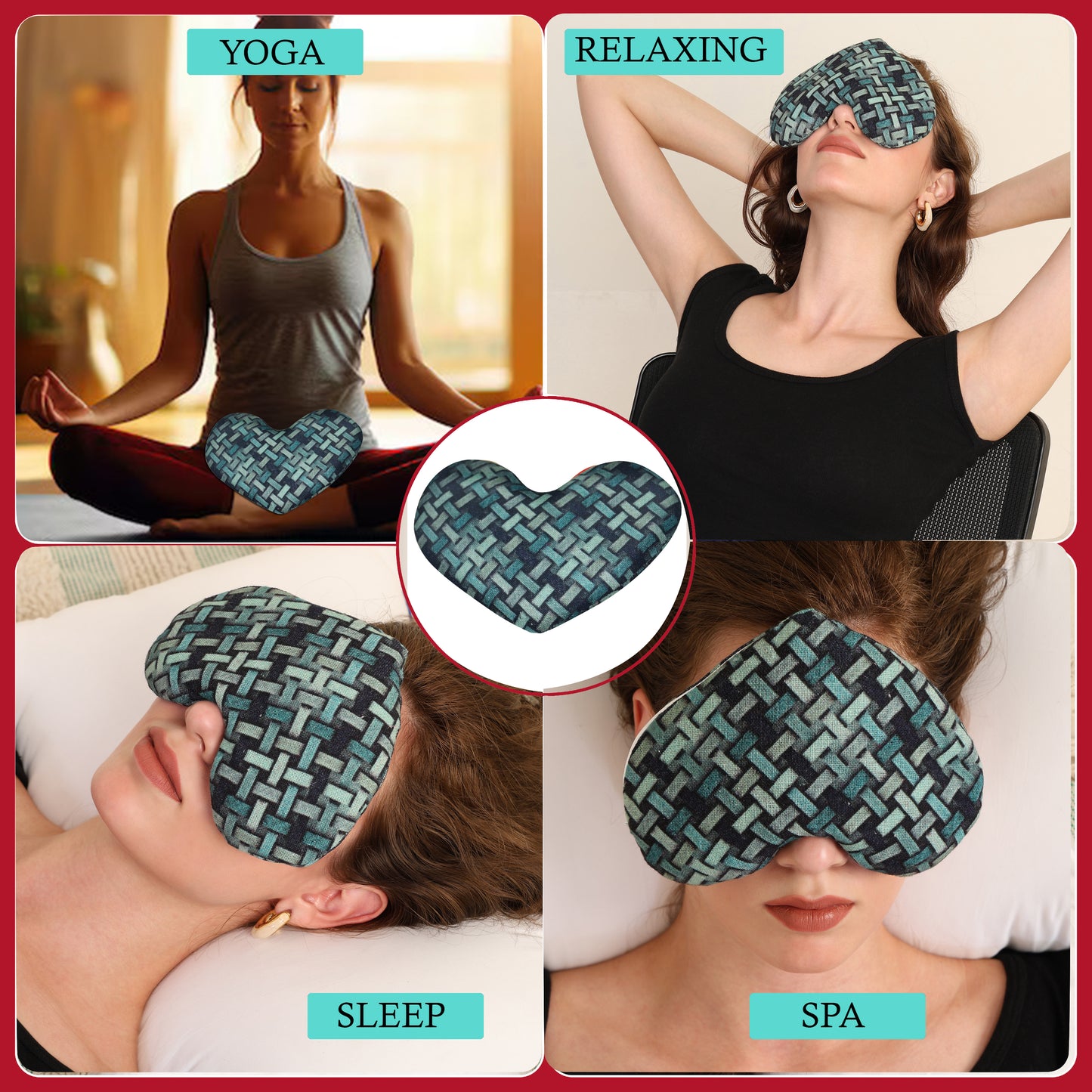 Heading: Oscar home Heart Shaped Weighted Eye Mask for Sleeping & Migraine - Eye Pillow, Lavender Eye Pillow Weighted Lavender Eye Mask, Meditation Eye Pillows for Yoga & Relaxation. Weighted for Love & Relaxation, Hot/Cold Compress (Design Scale)