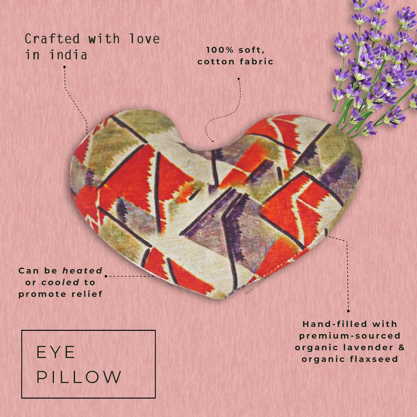 Heading: Oscar home Heart Shaped Weighted Eye Mask for Sleeping & Migraine - Eye Pillow, Lavender Eye Pillow Weighted Lavender Eye Mask, Meditation Eye Pillows for Yoga & Relaxation. Weighted for Love & Relaxation, Hot/Cold Compress (Design Liberty)