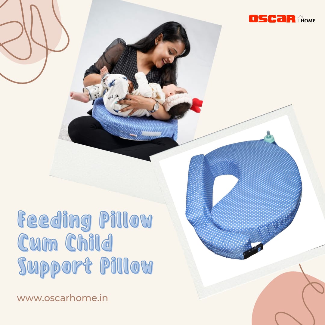 FEEDING PILLOW BLUE POLKA