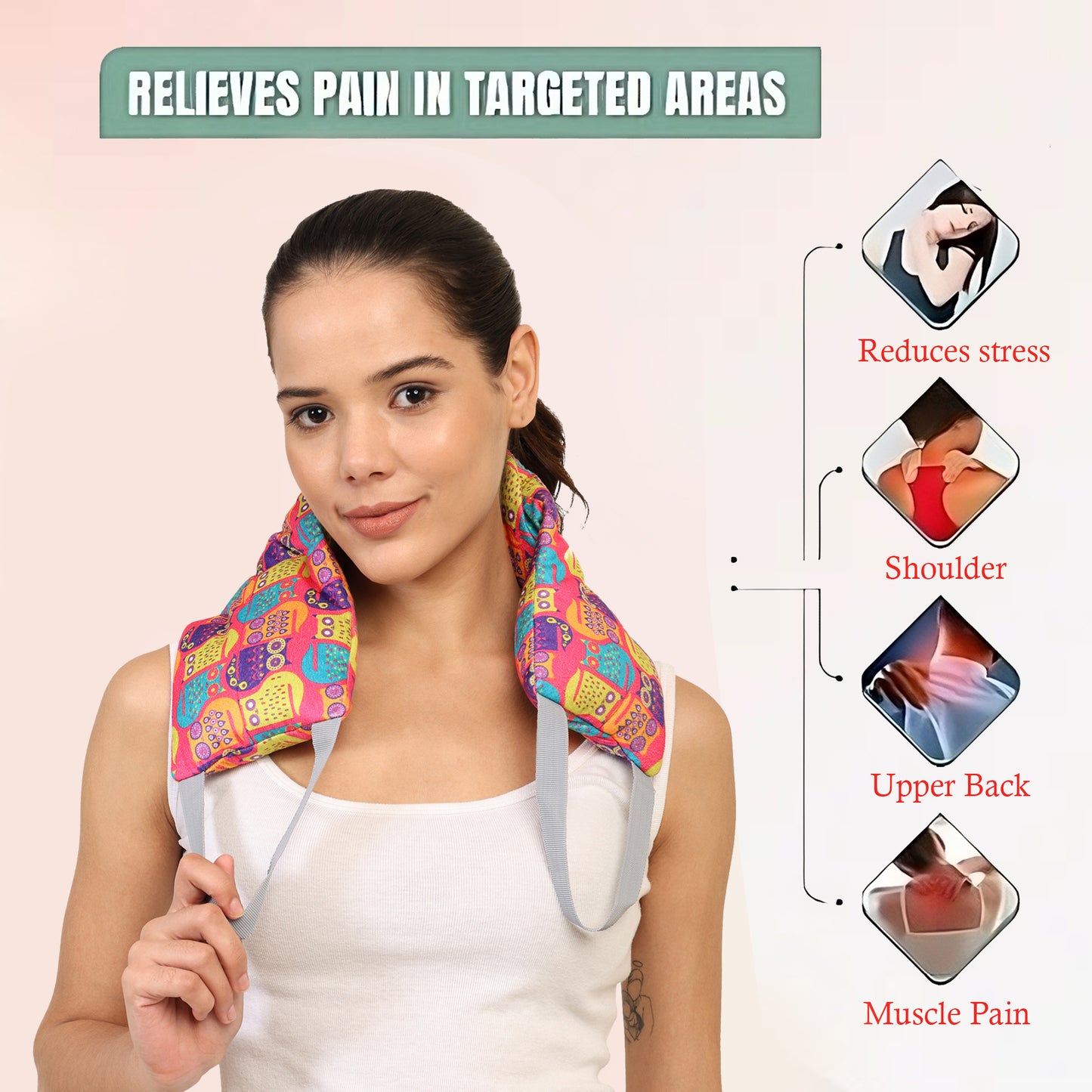 Oscar home Long Heating pad for Neck and Shoulders with straps 24”x5.1”Microwavable with washable cover Large Moist Heat Pack Warm hot Compress Neck wrap Weighted Bag Massage Reusable Herbal Nature Calming Portable. Alice