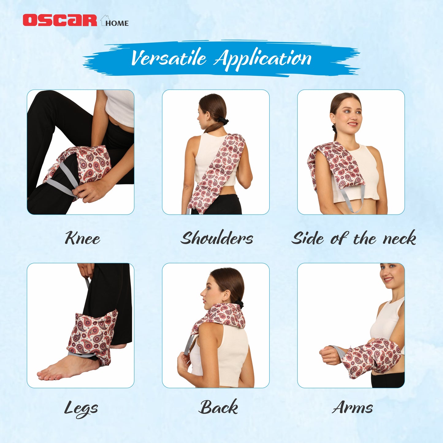 Oscar home Long Heating pad for Neck and Shoulders with straps 24”x5.1”Microwavable with washable cover Large Moist Heat Pack Warm hot Compress Neck wrap Weighted Bag Massage Reusable Herbal Nature Calming Portable. PAISLE