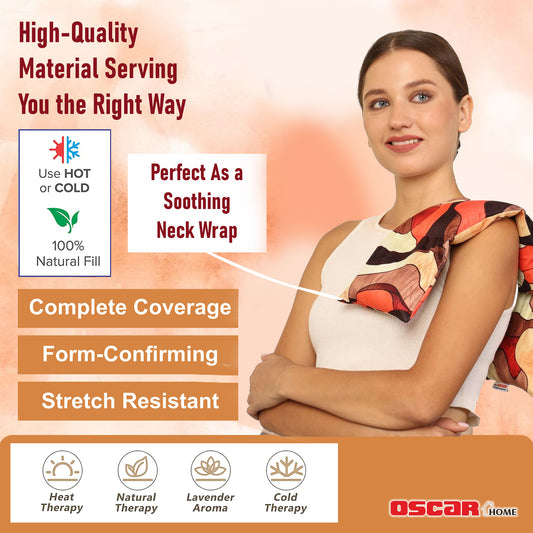 Oscar home Long Heating pad for Neck and Shoulders with straps 24”x5.1”Microwavable with washable cover Large Moist Heat Pack Warm hot Compress Neck wrap Weighted Bag Massage Reusable Herbal Nature Calming Portable. Raha