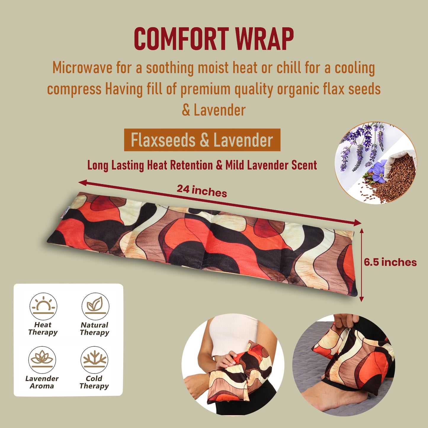 Oscar home Long Heating pad for Neck and Shoulders with straps 24”x5.1”Microwavable with washable cover Large Moist Heat Pack Warm hot Compress Neck wrap Weighted Bag Massage Reusable Herbal Nature Calming Portable. Raha