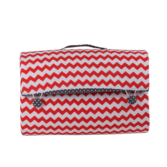 Baby portable bed or Baby Bed in a bag (Red zig zag)