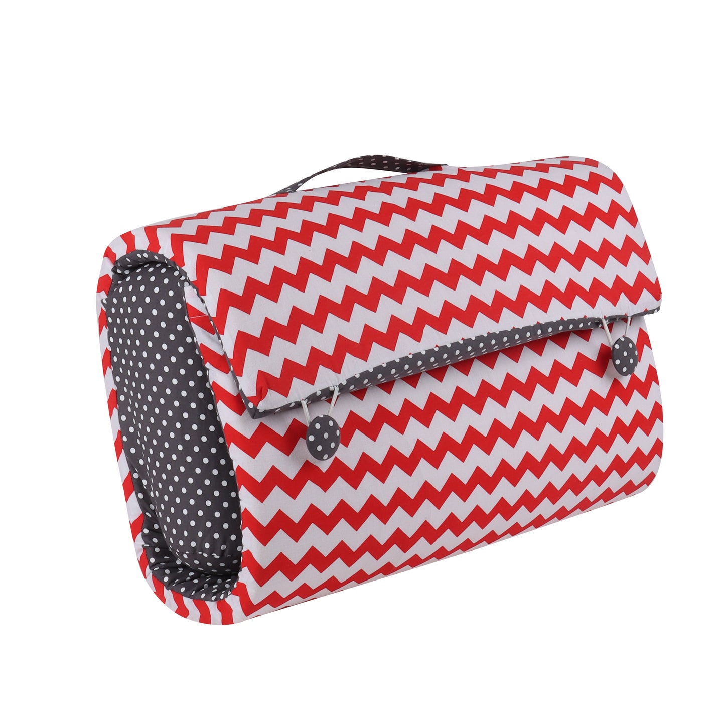 Baby portable bed or Baby Bed in a bag (Red zig zag)