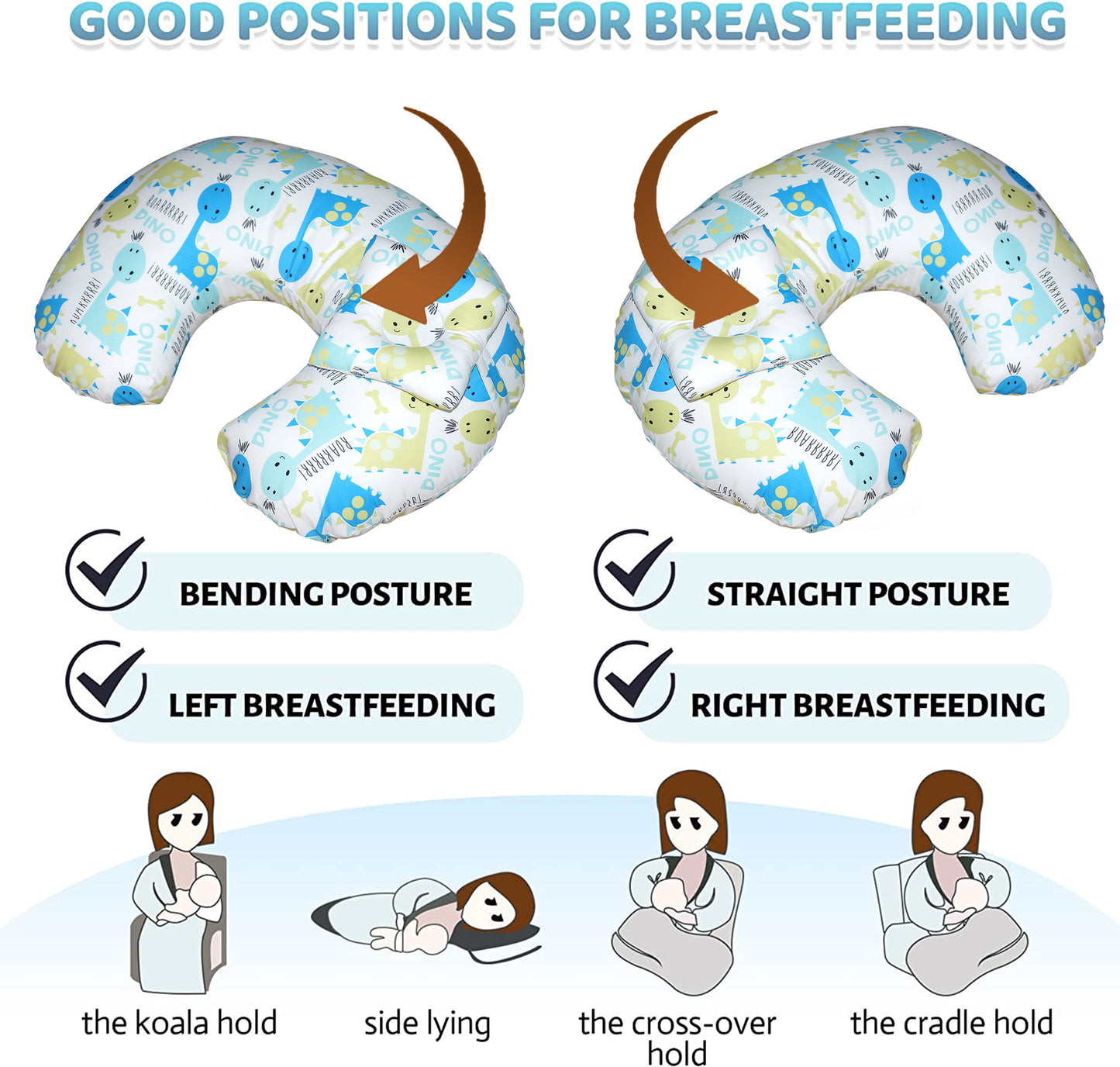 Nursing Pillow for Breastfeeding Baby, Multifunctional Breast Feeding Pillow with header, Cotton Removable Pillowcase, Style Esquire