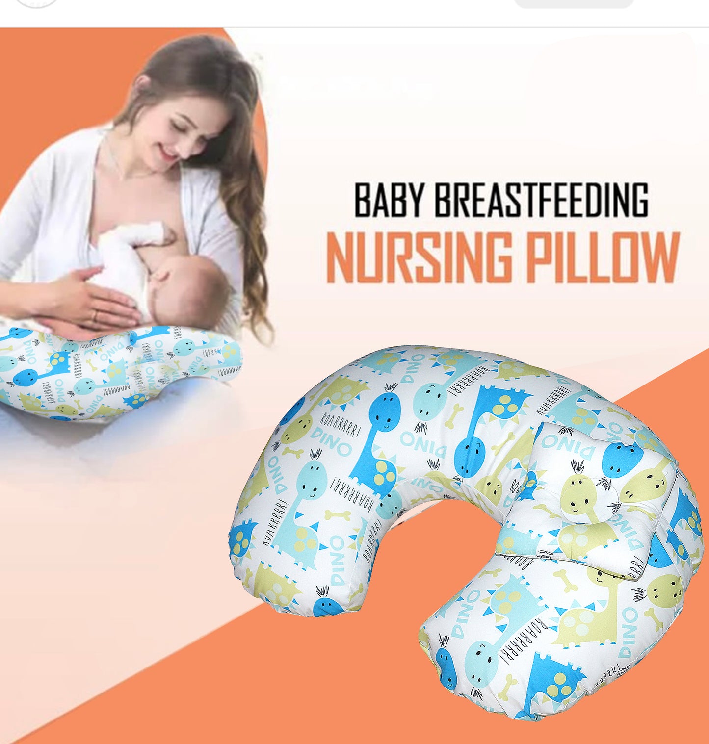 Oscar Home Nursing Pillow with Baby Cushion, Multifunctional Breast feeding Baby Breast Feeding Pillow with a Detachable Head Rest Baby Head Support Maternity Pregnancy + 100% Cotton Removable Cover (Esquire)