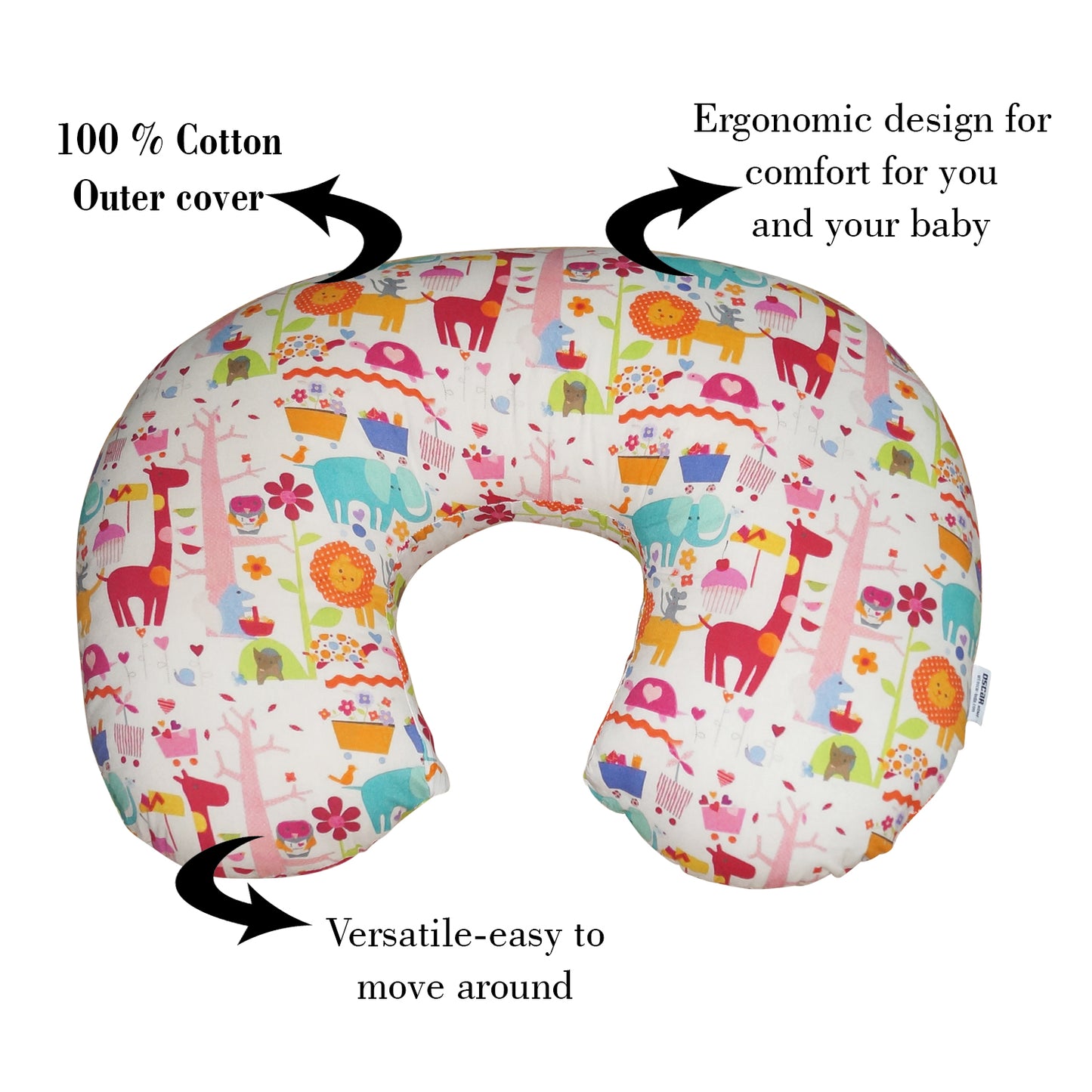 Nursing Pillow for Breastfeeding Baby, Multifunctional Breast Feeding Pillow, Cotton Removable Pillowcase, Style Giraffe