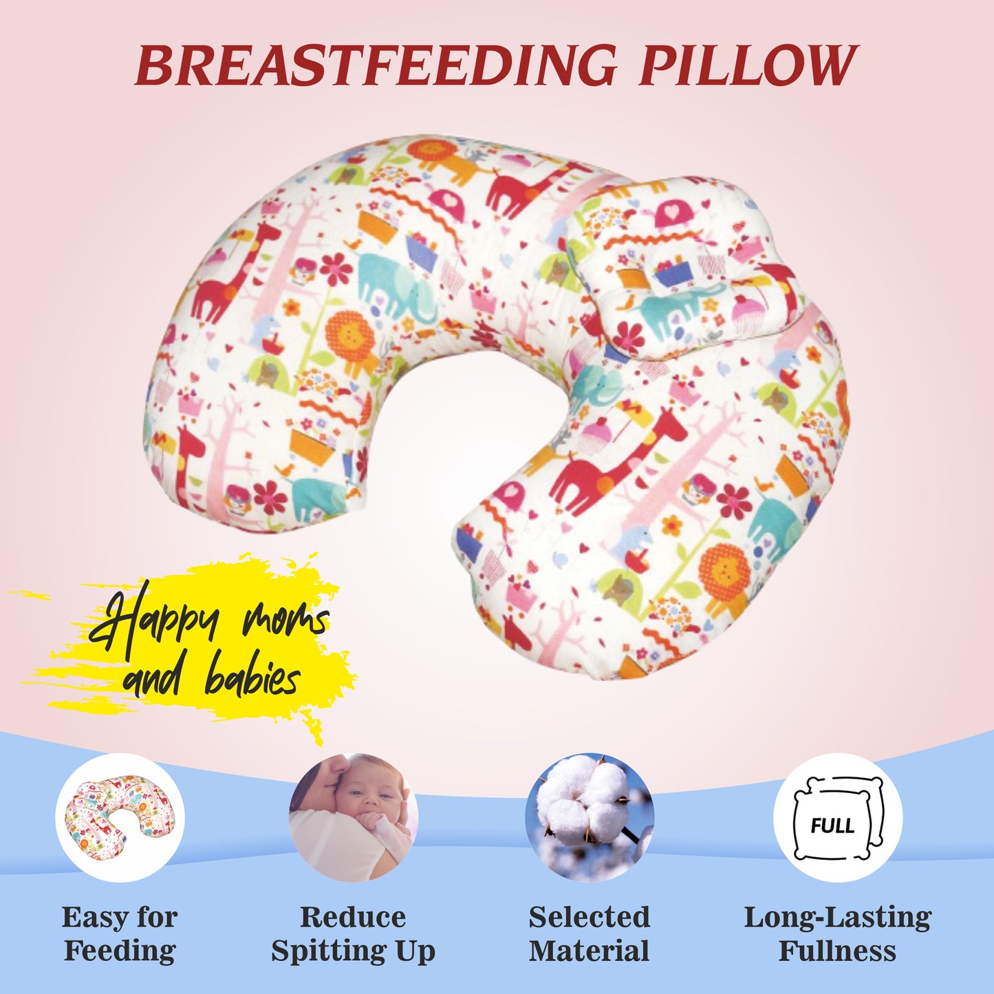 Nursing Pillow for Breastfeeding Baby, Multifunctional Breast Feeding Pillow, Cotton Removable Pillowcase, Style Giraffe