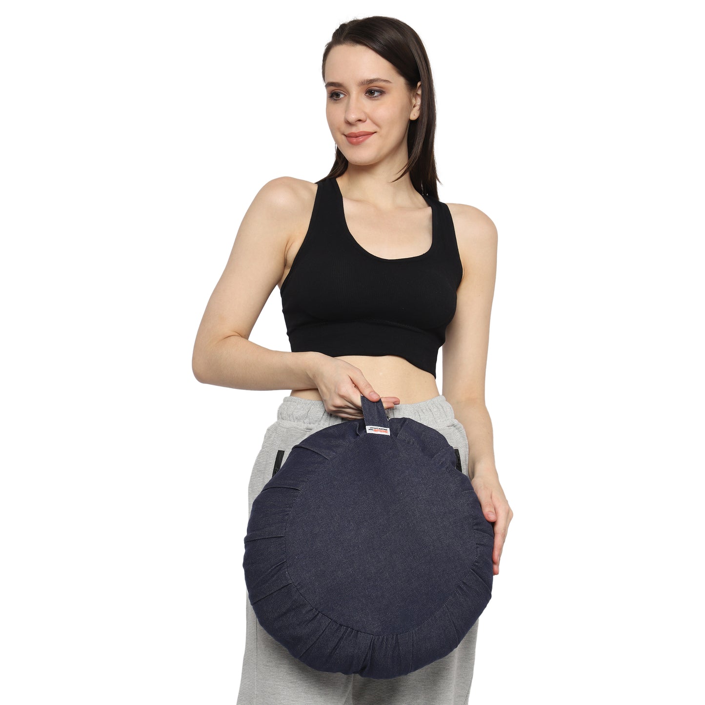 Oscar home Zafu Meditation Cushion – Round Yoga Pillow; having fill of premium quality organic buck wheat hull, Floor seat, Zippered Cotton Cover, Kneeling Pillow – Made in Cotton Denim Fabric.