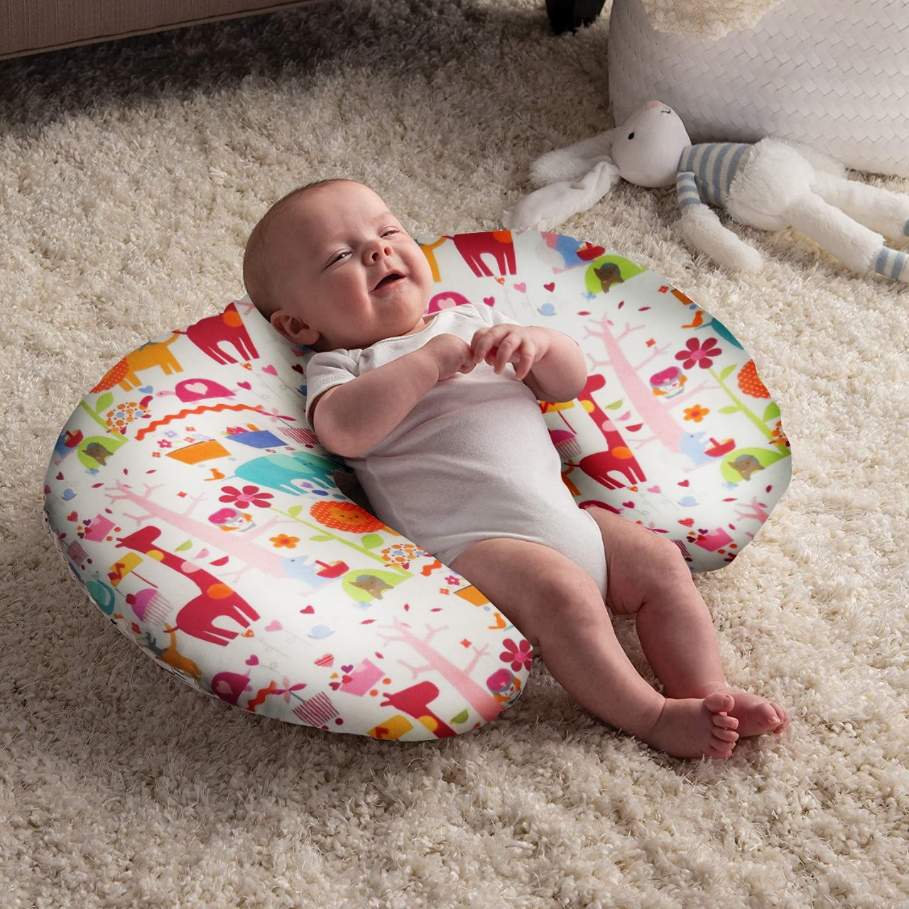 Nursing Pillow for Breastfeeding Baby, Multifunctional Breast Feeding Pillow, Cotton Removable Pillowcase, Style Giraffe